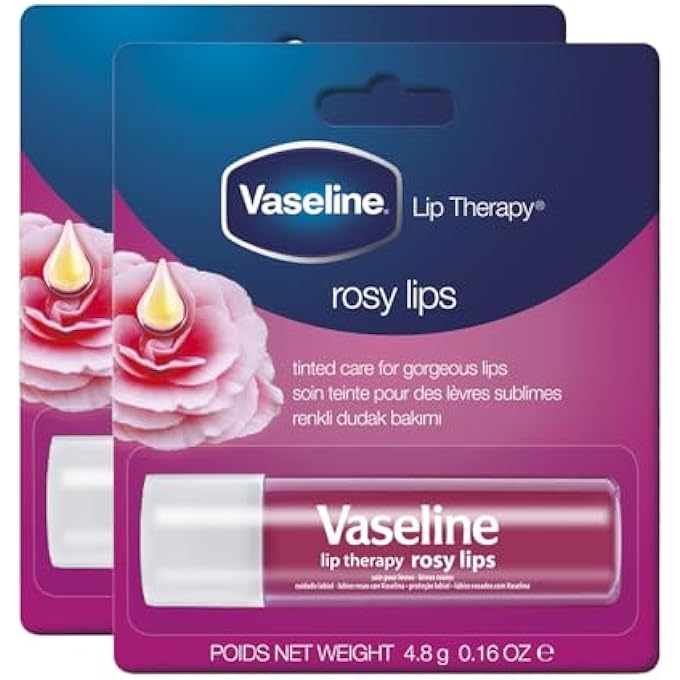 Vaseline THERAPY ROSY LIP BALM WITH PURE JELLY & LIGHT ROSE TINT FOR SOFT & PINK|NON-GREASY MOISTURIZER FOR NATURALLY TINTED |PACK OF 2X4.8GM - Image 1